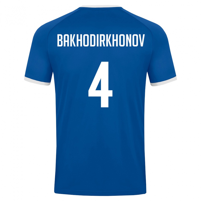 גברים אוזבקיסטן Muminkhon Bakhodirkhonov #4 כחול מלכותי לבן ג'רזי ביתית 26-28 חולצה קצרה