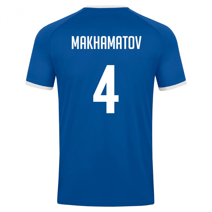 גברים אוזבקיסטן Abdushukur Makhamatov #4 כחול מלכותי לבן ג'רזי ביתית 26-28 חולצה קצרה
