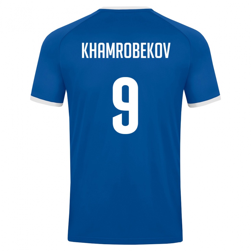 גברים אוזבקיסטן Odildzhon Khamrobekov #9 כחול מלכותי לבן ג'רזי ביתית 26-28 חולצה קצרה
