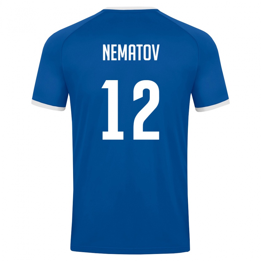 גברים אוזבקיסטן עבדובוהיד נמאטוב #12 כחול מלכותי לבן ג'רזי ביתית 26-28 חולצה קצרה