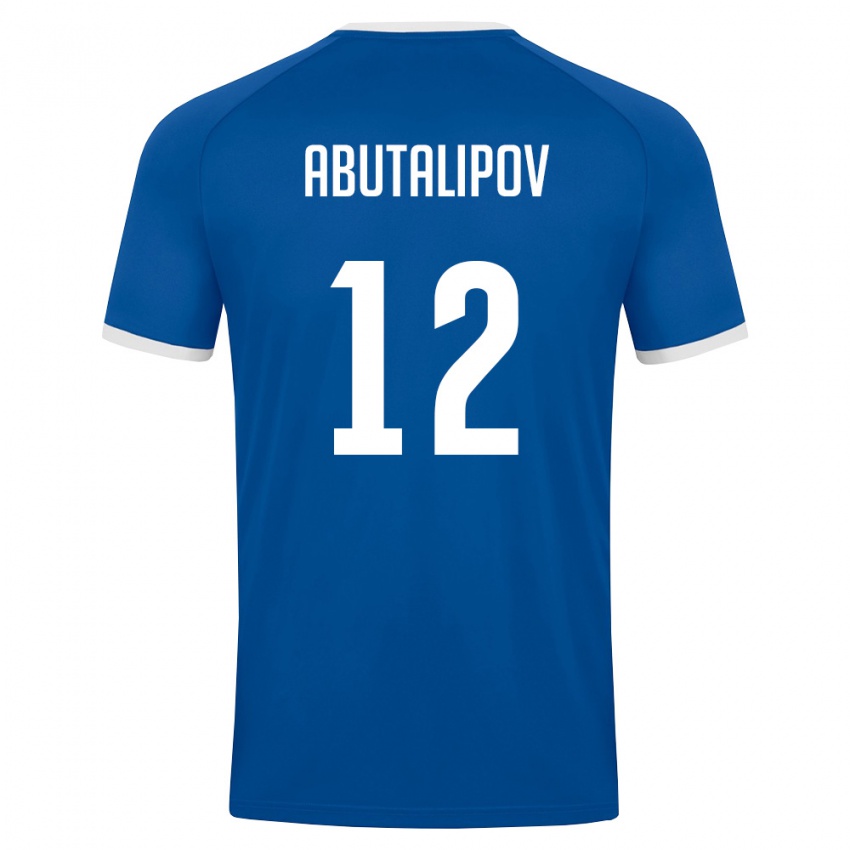 גברים אוזבקיסטן Alishan Abutalipov #12 כחול מלכותי לבן ג'רזי ביתית 26-28 חולצה קצרה