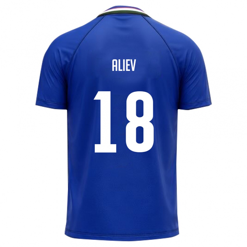 גברים אוזבקיסטן Bilikhon Aliev #18 כחול מלכותי לבן ג'רזי ביתית 26-28 חולצה קצרה