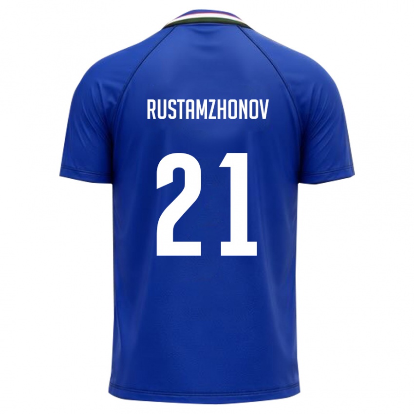 גברים אוזבקיסטן Nematullo Rustamzhonov #21 כחול מלכותי לבן ג'רזי ביתית 26-28 חולצה קצרה