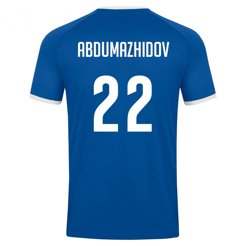 גברים אוזבקיסטן Mukhammadrasul Abdumazhidov #22 כחול מלכותי לבן ג'רזי ביתית 26-28 חולצה קצרה