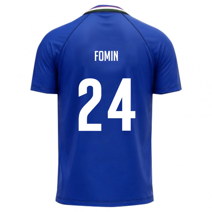גברים אוזבקיסטן Rustambek Fomin #24 כחול מלכותי לבן ג'רזי ביתית 26-28 חולצה קצרה