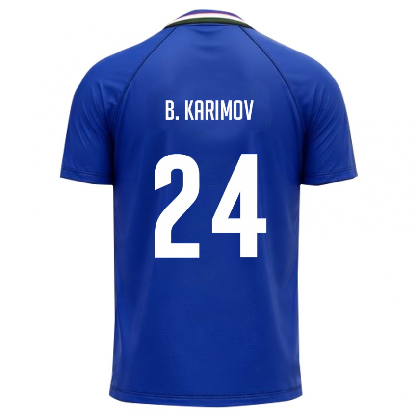 גברים אוזבקיסטן Bekhruz Karimov #24 כחול מלכותי לבן ג'רזי ביתית 26-28 חולצה קצרה