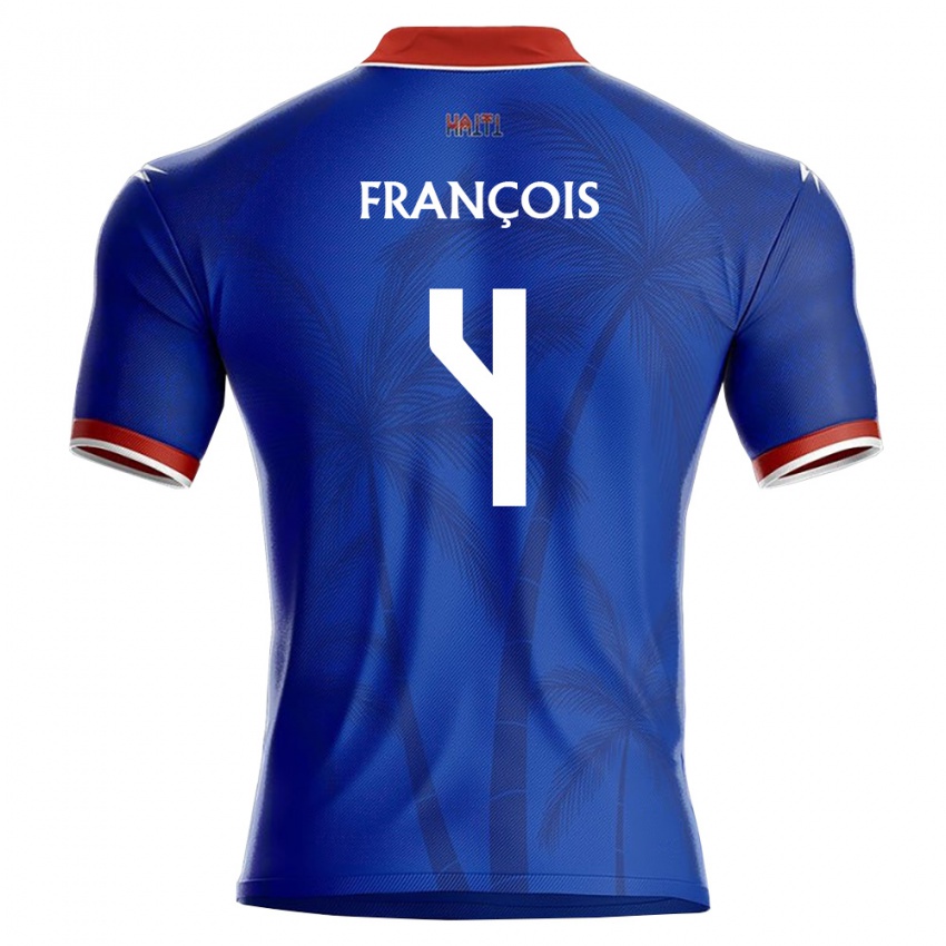 גברים האיטי Mendell François #4 כחול אדום לבן ג'רזי ביתית 26-28 חולצה קצרה