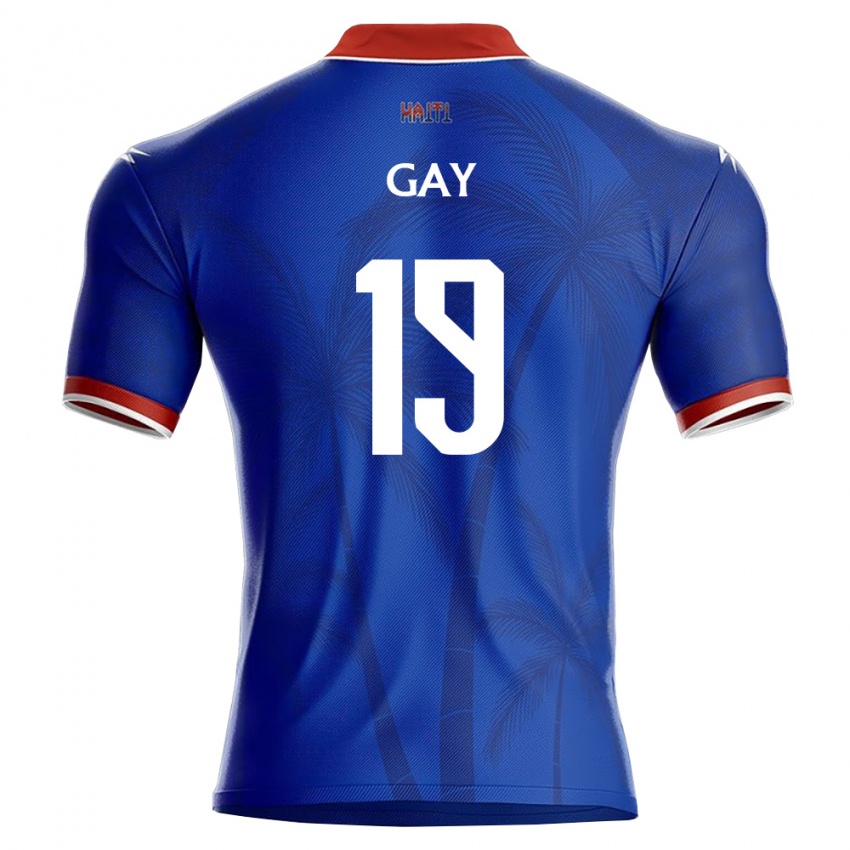 גברים האיטי Ganael Gay #19 כחול אדום לבן ג'רזי ביתית 26-28 חולצה קצרה