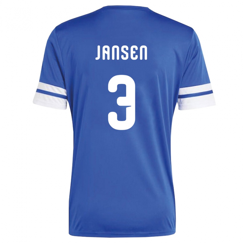 גברים קוראסאו Mart Jansen #3 כהה לבן ג'רזי ביתית 26-28 חולצה קצרה