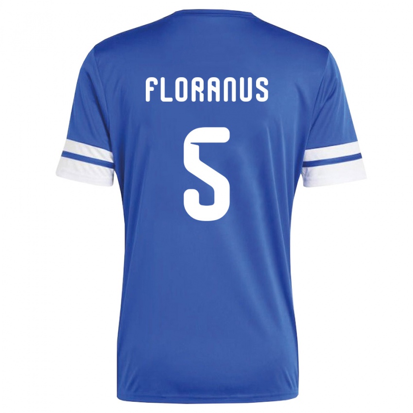 גברים קוראסאו Sherel Floranus #5 כהה לבן ג'רזי ביתית 26-28 חולצה קצרה