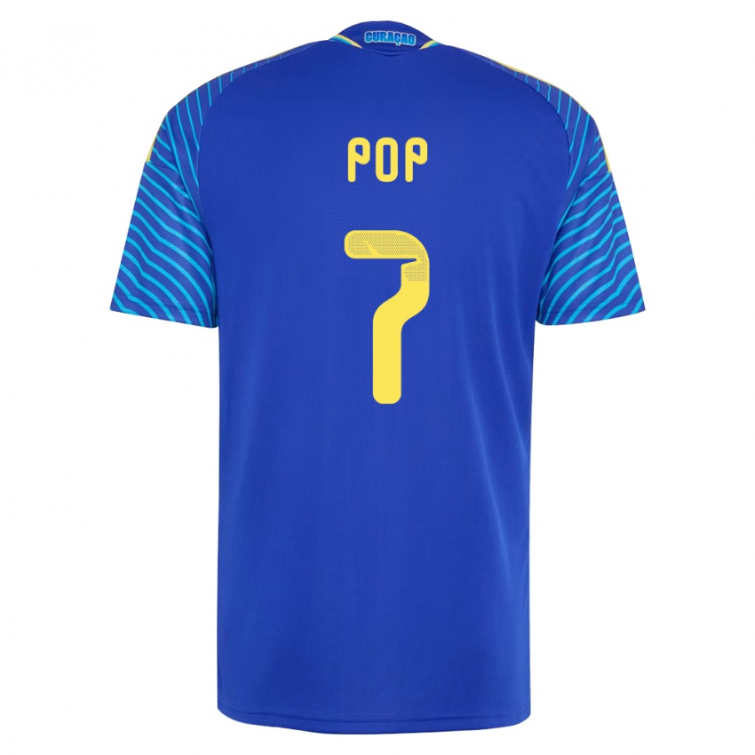 גברים קוראסאו Cristian Pop #7 כהה לבן ג'רזי ביתית 26-28 חולצה קצרה