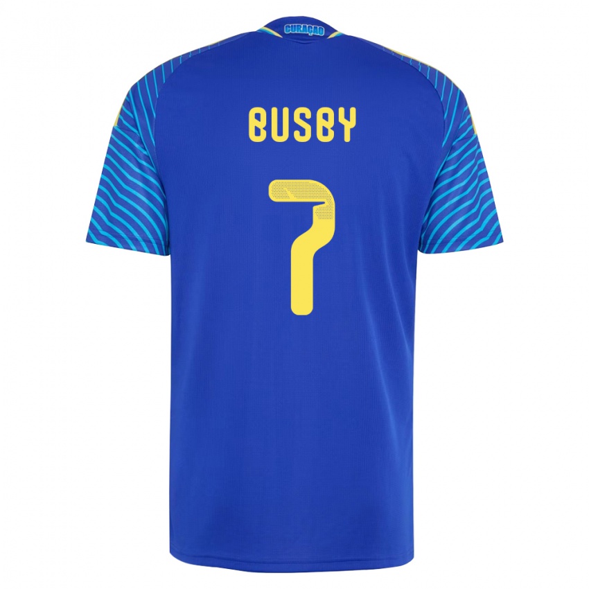 גברים קוראסאו Dayvi Busby #7 כהה לבן ג'רזי ביתית 26-28 חולצה קצרה