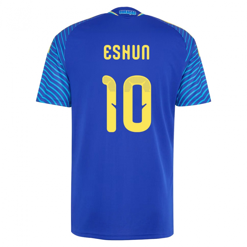 גברים קוראסאו Kayne Eshun #10 כהה לבן ג'רזי ביתית 26-28 חולצה קצרה