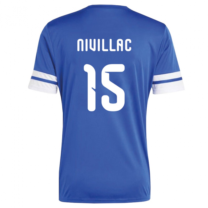 גברים קוראסאו Rayen Nivillac #15 כהה לבן ג'רזי ביתית 26-28 חולצה קצרה