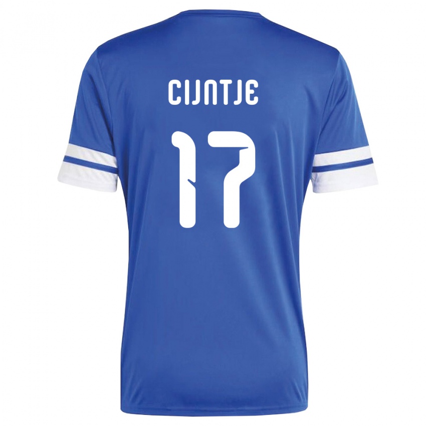 גברים קוראסאו Jayden Cijntje #17 כהה לבן ג'רזי ביתית 26-28 חולצה קצרה