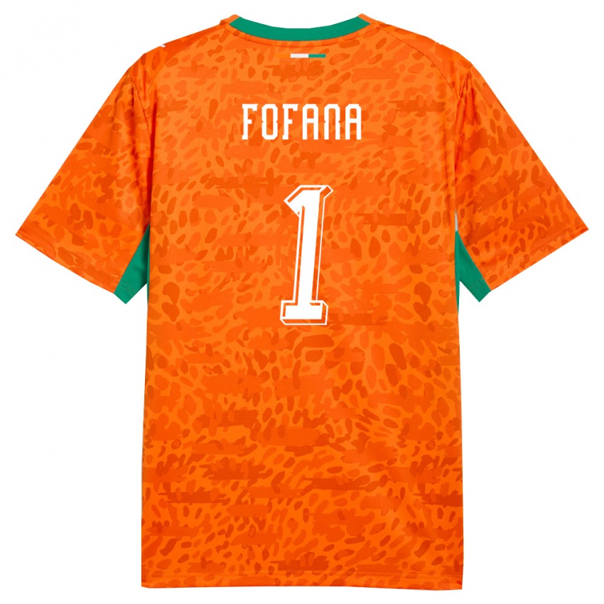 גברים חוף השנהב יאחיה פופאנה #1 כתום ירוק לבן ג'רזי ביתית 26-28 חולצה קצרה