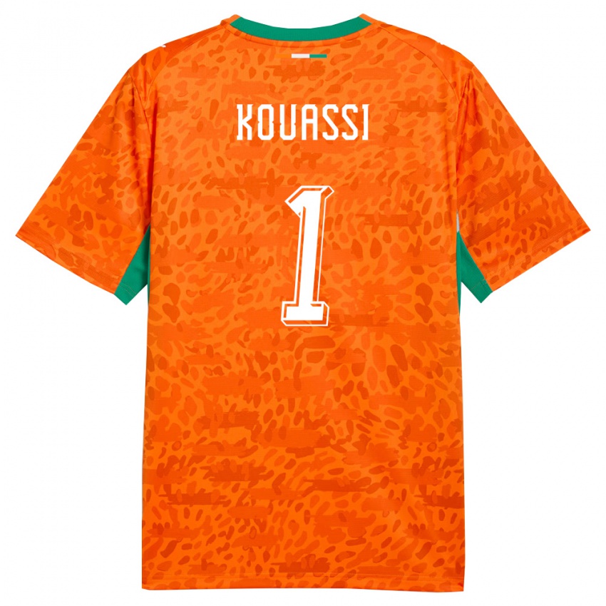 גברים חוף השנהב אוון קואסי #1 כתום ירוק לבן ג'רזי ביתית 26-28 חולצה קצרה