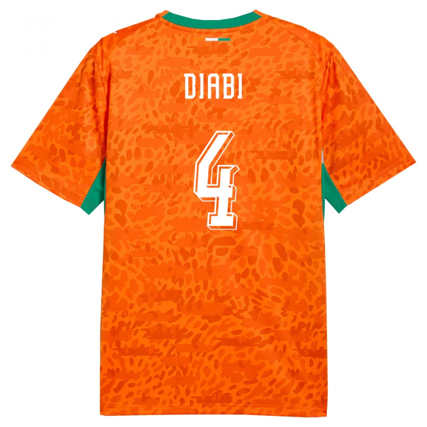 גברים חוף השנהב Ismail Diabi #4 כתום ירוק לבן ג'רזי ביתית 26-28 חולצה קצרה