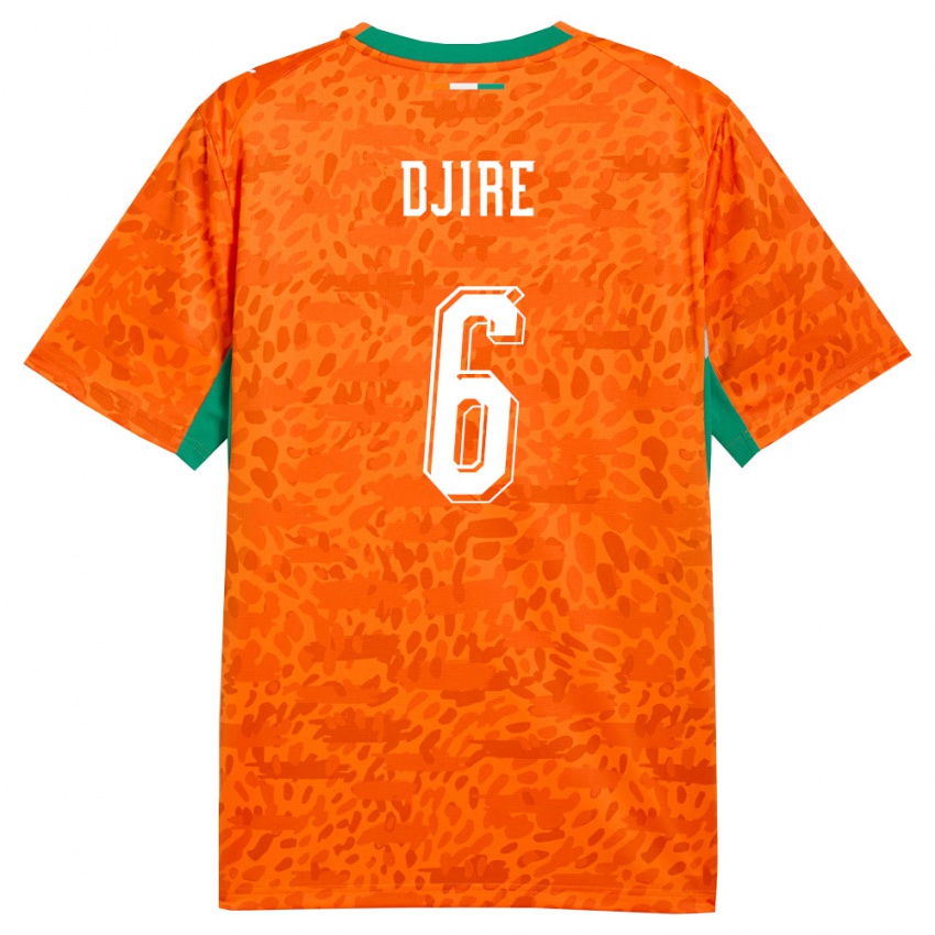 גברים חוף השנהב Abdoulaye Djire #6 כתום ירוק לבן ג'רזי ביתית 26-28 חולצה קצרה