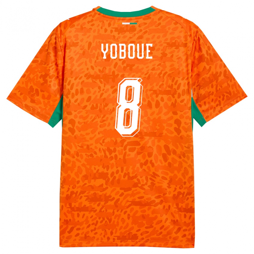 גברים חוף השנהב Daan Yoboue #8 כתום ירוק לבן ג'רזי ביתית 26-28 חולצה קצרה