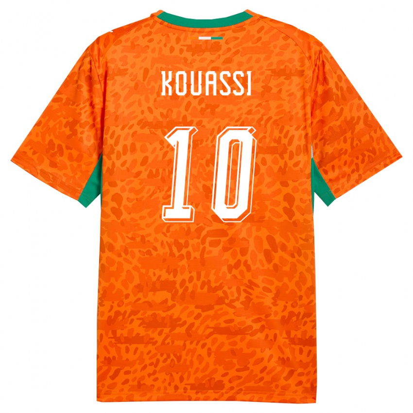 גברים חוף השנהב Odilon Kouassi #10 כתום ירוק לבן ג'רזי ביתית 26-28 חולצה קצרה