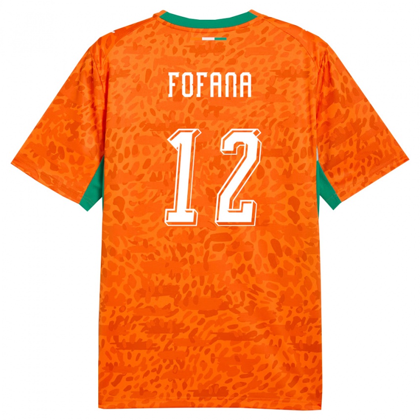 גברים חוף השנהב Souleymane Fofana #12 כתום ירוק לבן ג'רזי ביתית 26-28 חולצה קצרה