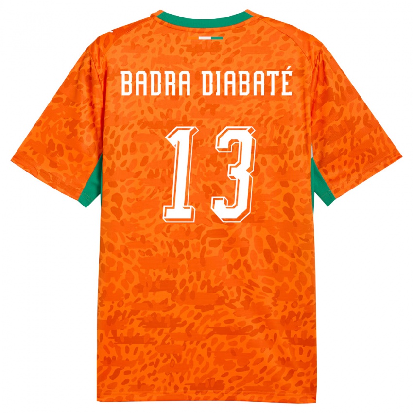 גברים חוף השנהב עלי בדרה דיאבט #13 כתום ירוק לבן ג'רזי ביתית 26-28 חולצה קצרה