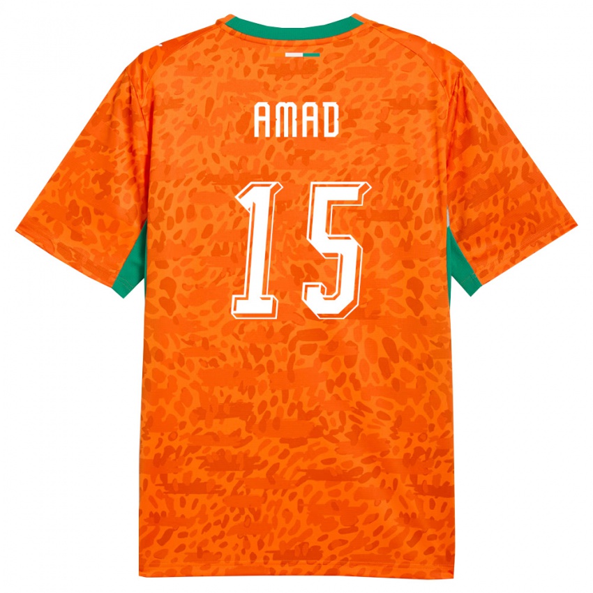 גברים חוף השנהב אמאד טראורה #15 כתום ירוק לבן ג'רזי ביתית 26-28 חולצה קצרה