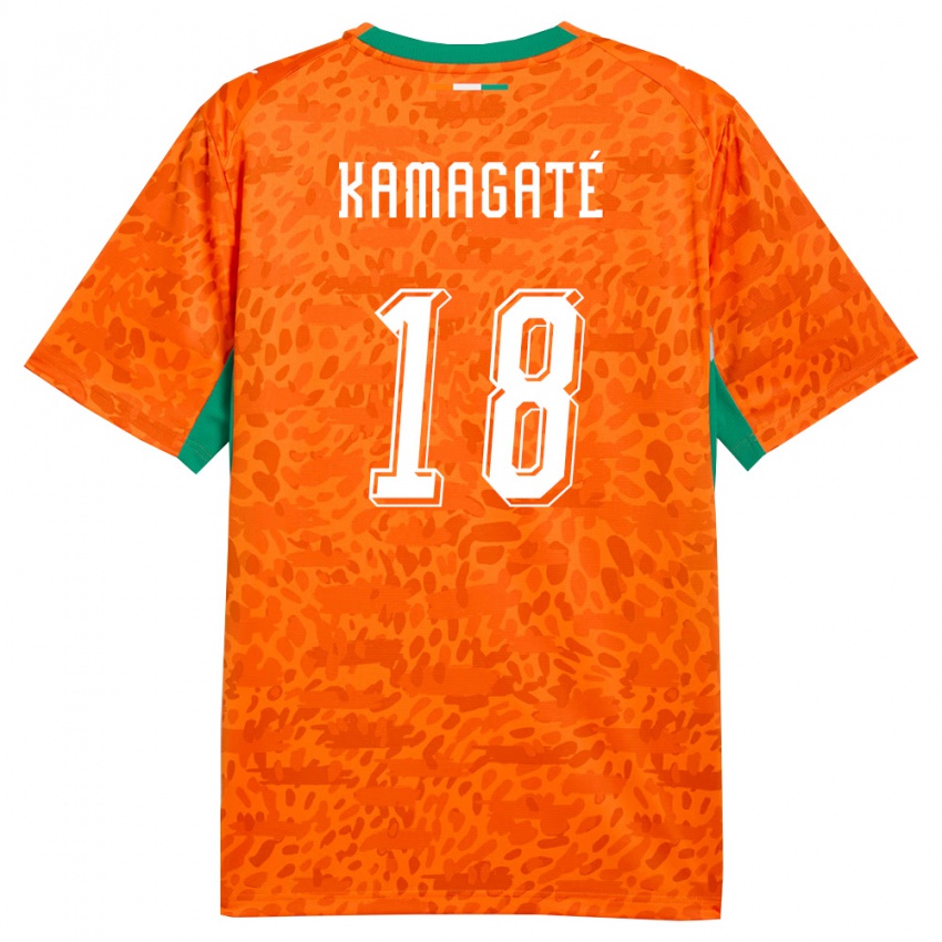 גברים חוף השנהב Dramane Kamagaté #18 כתום ירוק לבן ג'רזי ביתית 26-28 חולצה קצרה