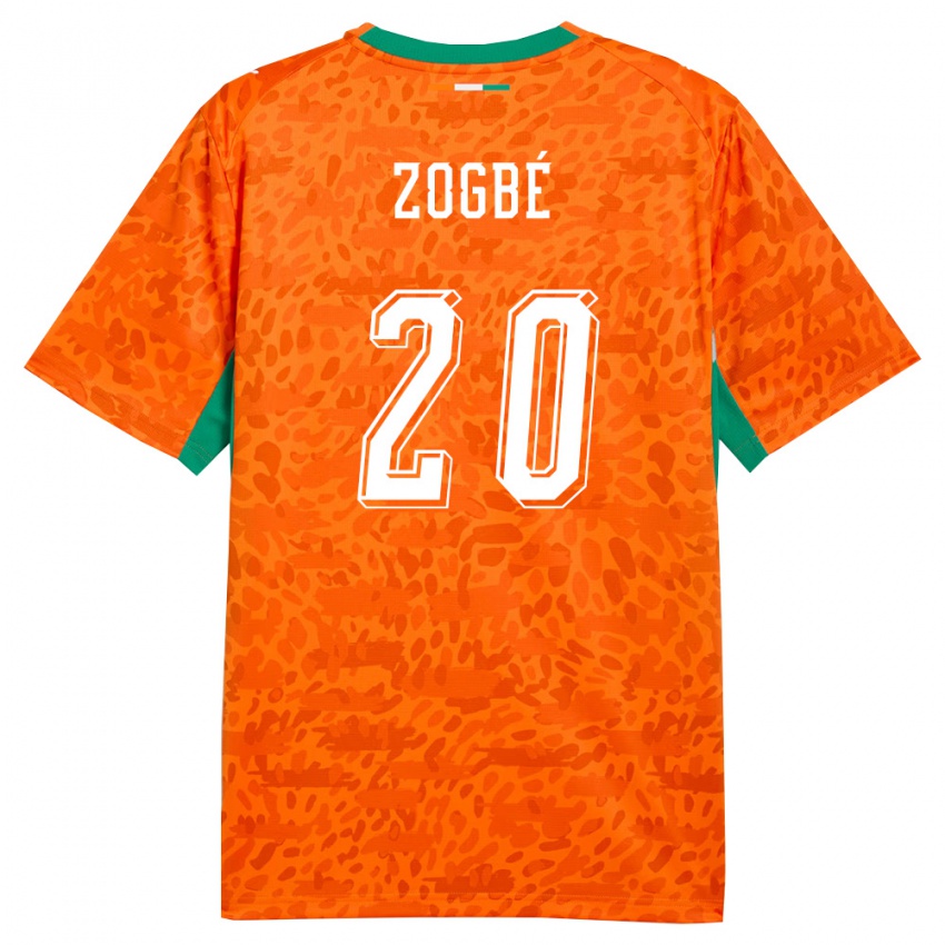 גברים חוף השנהב Luck Zogbé #20 כתום ירוק לבן ג'רזי ביתית 26-28 חולצה קצרה