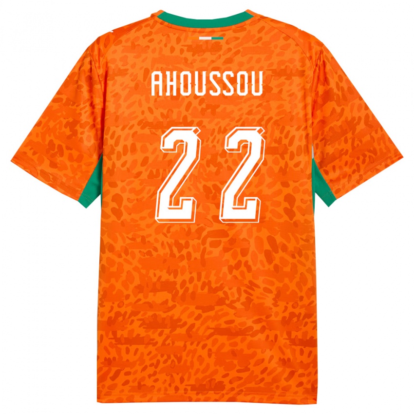 גברים חוף השנהב אנז׳ אהוסו #22 כתום ירוק לבן ג'רזי ביתית 26-28 חולצה קצרה