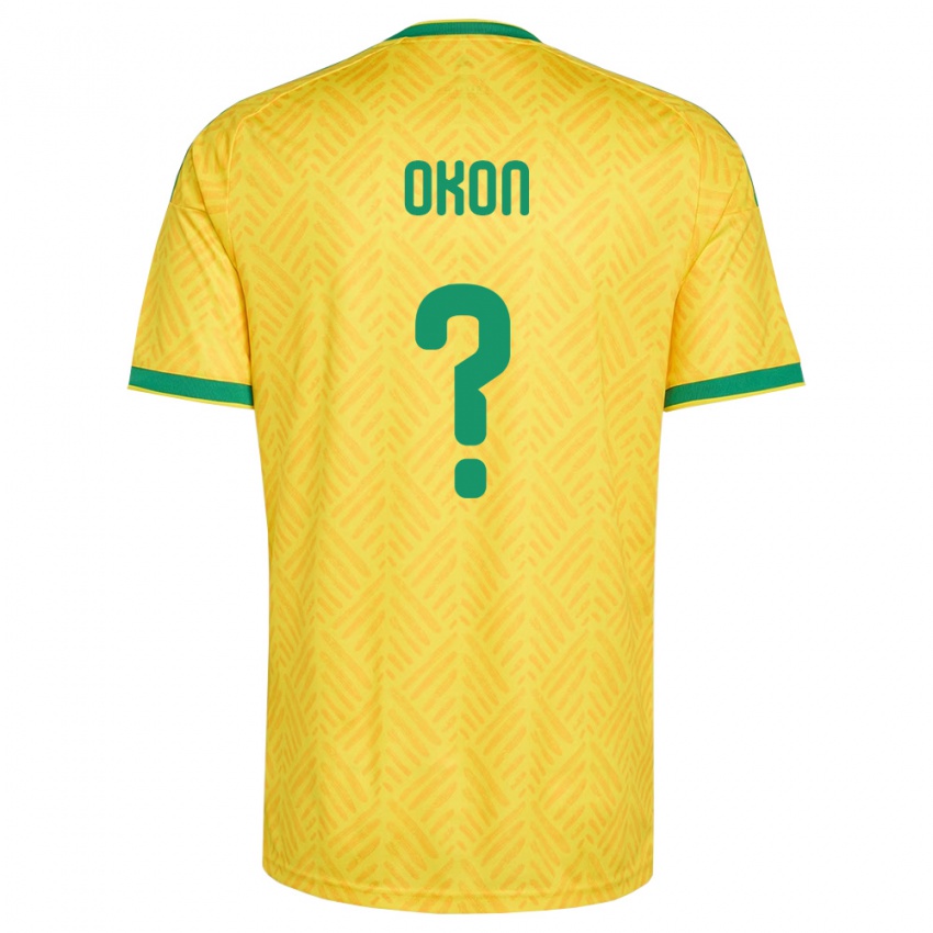 גברים דרום אפריקה איימה אוקון #0 צהוב ירוק ג'רזי ביתית 26-28 חולצה קצרה