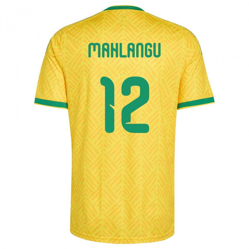 גברים דרום אפריקה Thabang Mahlangu #12 צהוב ירוק ג'רזי ביתית 26-28 חולצה קצרה