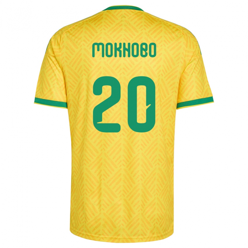 גברים דרום אפריקה Sello Mokhobo #20 צהוב ירוק ג'רזי ביתית 26-28 חולצה קצרה