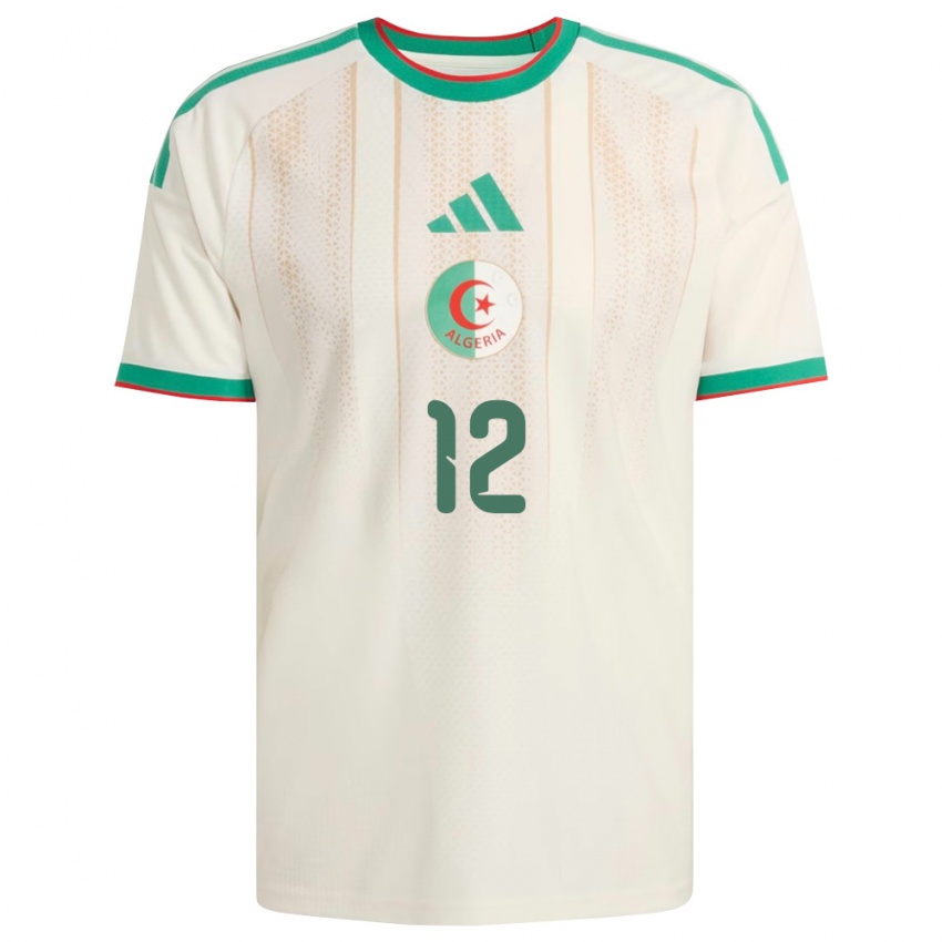 גברים אלג'יריה Yakoub Gassi #12 שמנת ירוק אדום ג'רזי ביתית 26-28 חולצה קצרה