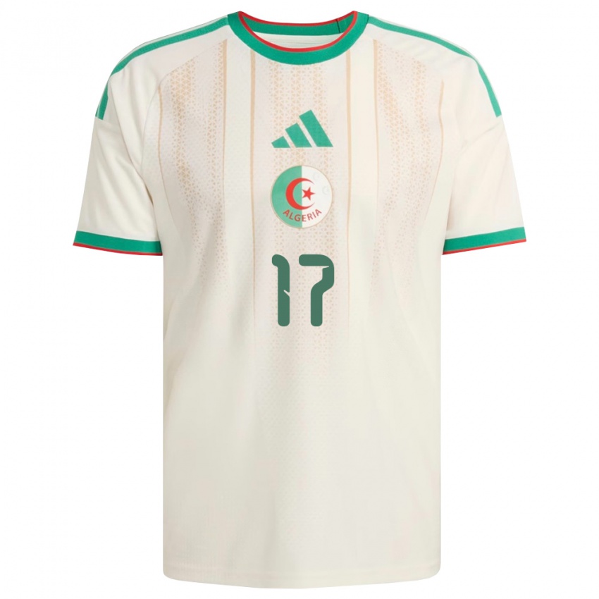 גברים אלג'יריה חימד עבדלי #17 שמנת ירוק אדום ג'רזי ביתית 26-28 חולצה קצרה