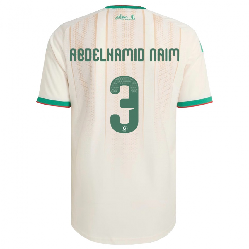 גברים אלג'יריה Issam Abdelhamid Naim #3 שמנת ירוק אדום ג'רזי ביתית 26-28 חולצה קצרה