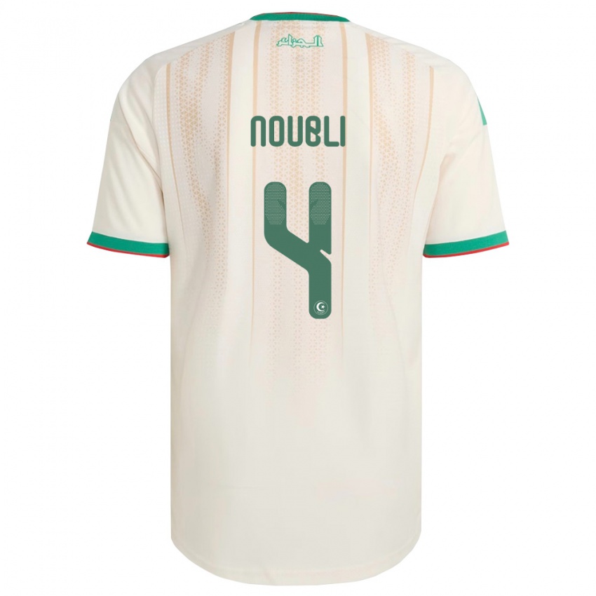 גברים אלג'יריה Mahmoud Noubli #4 שמנת ירוק אדום ג'רזי ביתית 26-28 חולצה קצרה