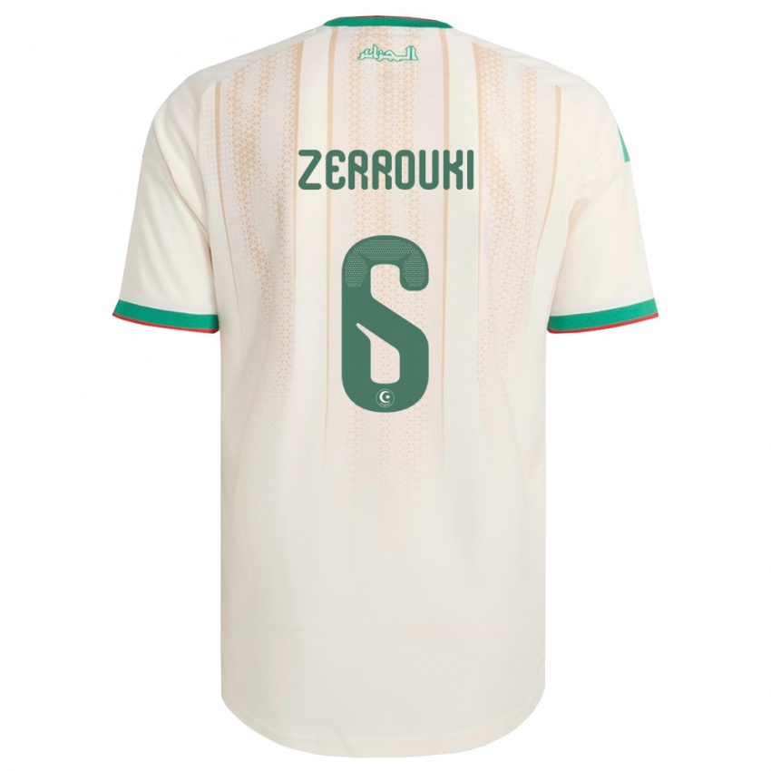 גברים אלג'יריה ראמז זרוקי #6 שמנת ירוק אדום ג'רזי ביתית 26-28 חולצה קצרה