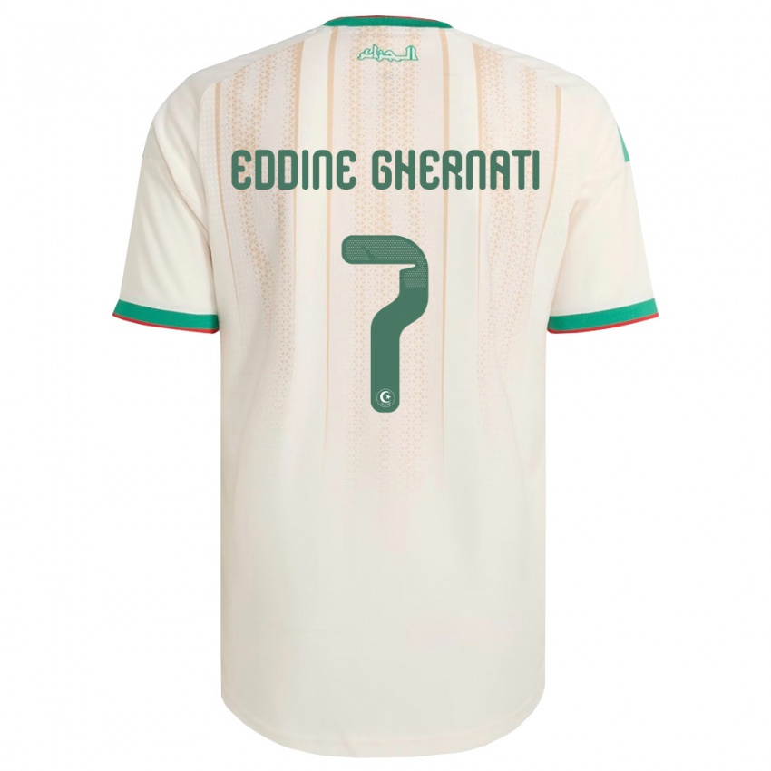 גברים אלג'יריה Hasan Eddine Ghernati #7 שמנת ירוק אדום ג'רזי ביתית 26-28 חולצה קצרה