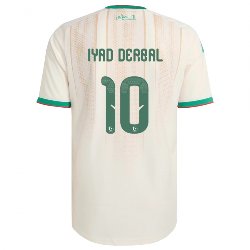 גברים אלג'יריה Bassem Iyad Derbal #10 שמנת ירוק אדום ג'רזי ביתית 26-28 חולצה קצרה