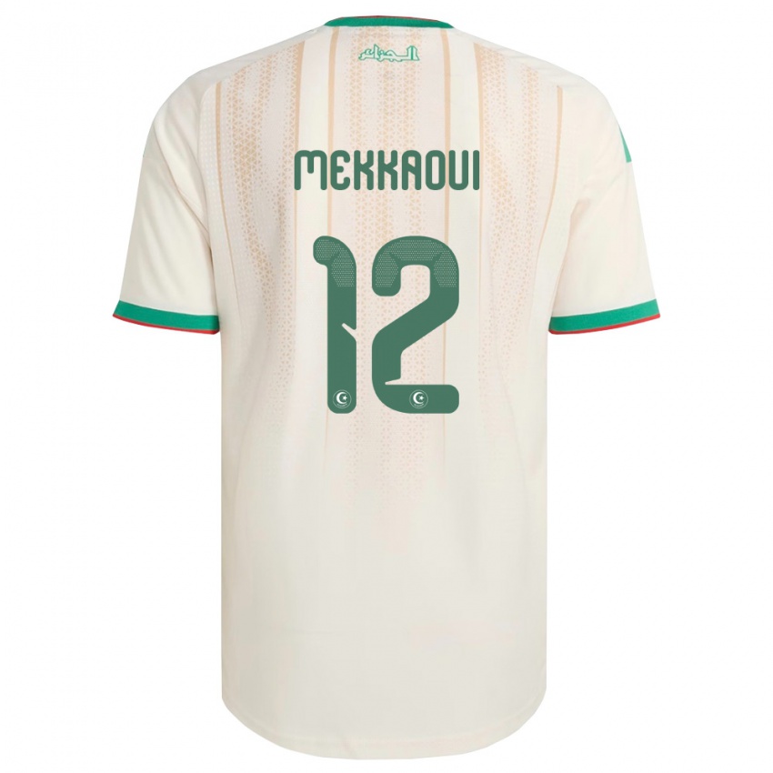 גברים אלג'יריה Ilyes Mekkaoui #12 שמנת ירוק אדום ג'רזי ביתית 26-28 חולצה קצרה