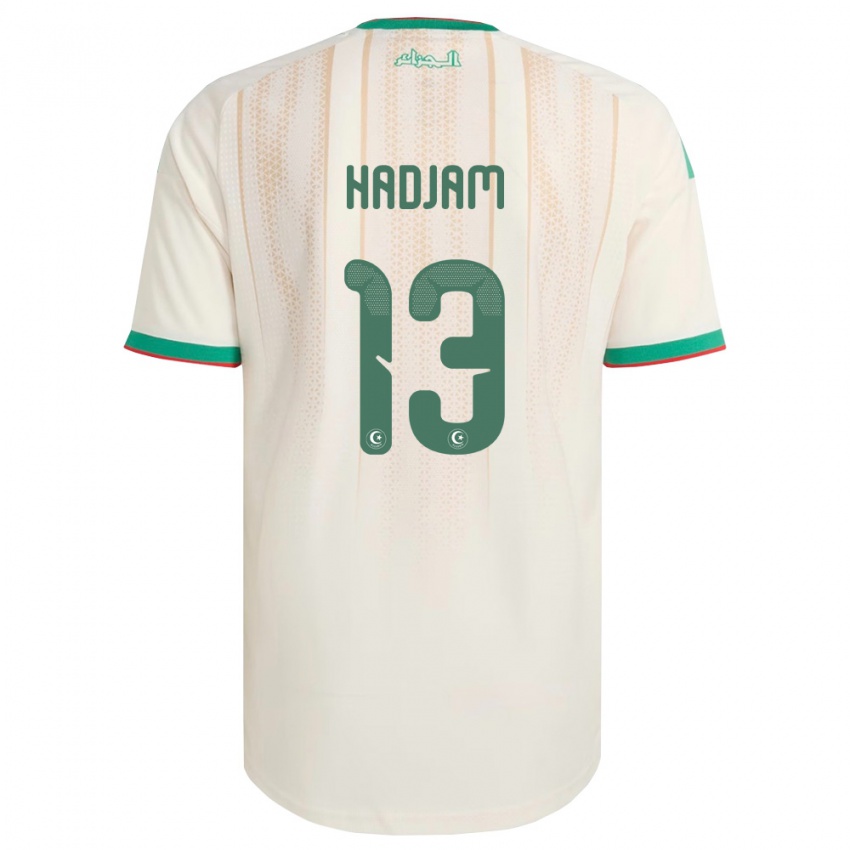 גברים אלג'יריה ז'אואן חדאם #13 שמנת ירוק אדום ג'רזי ביתית 26-28 חולצה קצרה