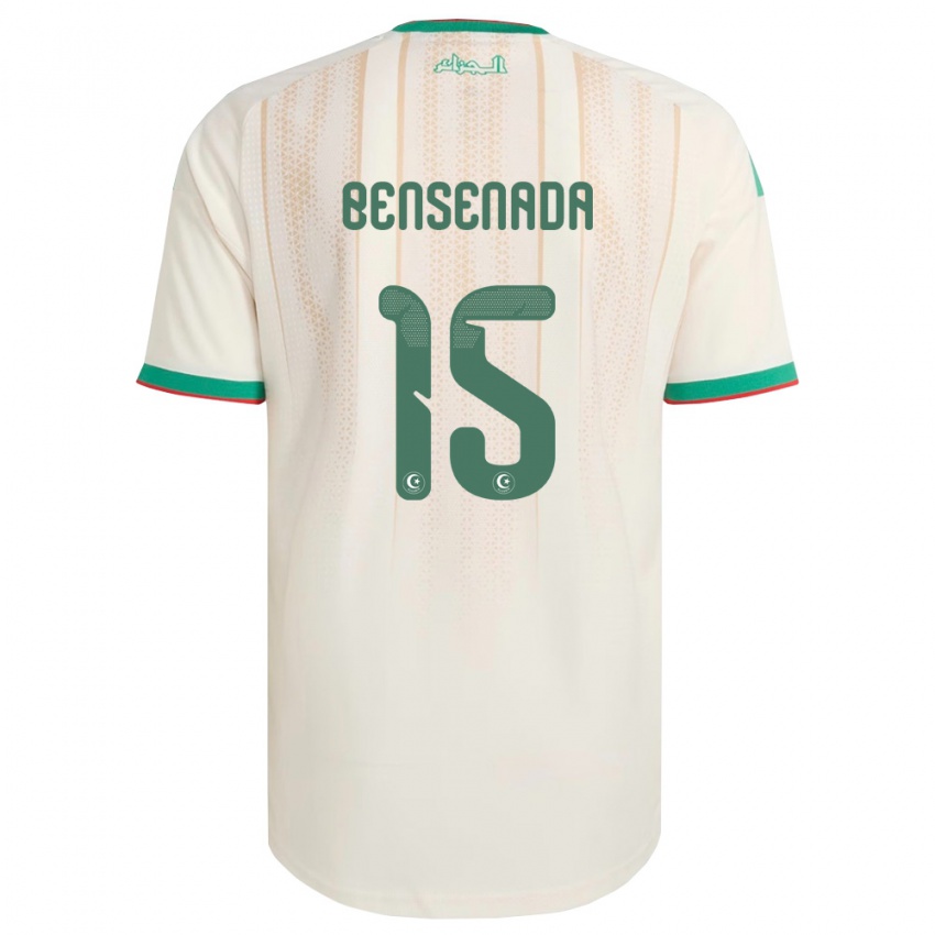 גברים אלג'יריה Ilyes Bensenada #15 שמנת ירוק אדום ג'רזי ביתית 26-28 חולצה קצרה