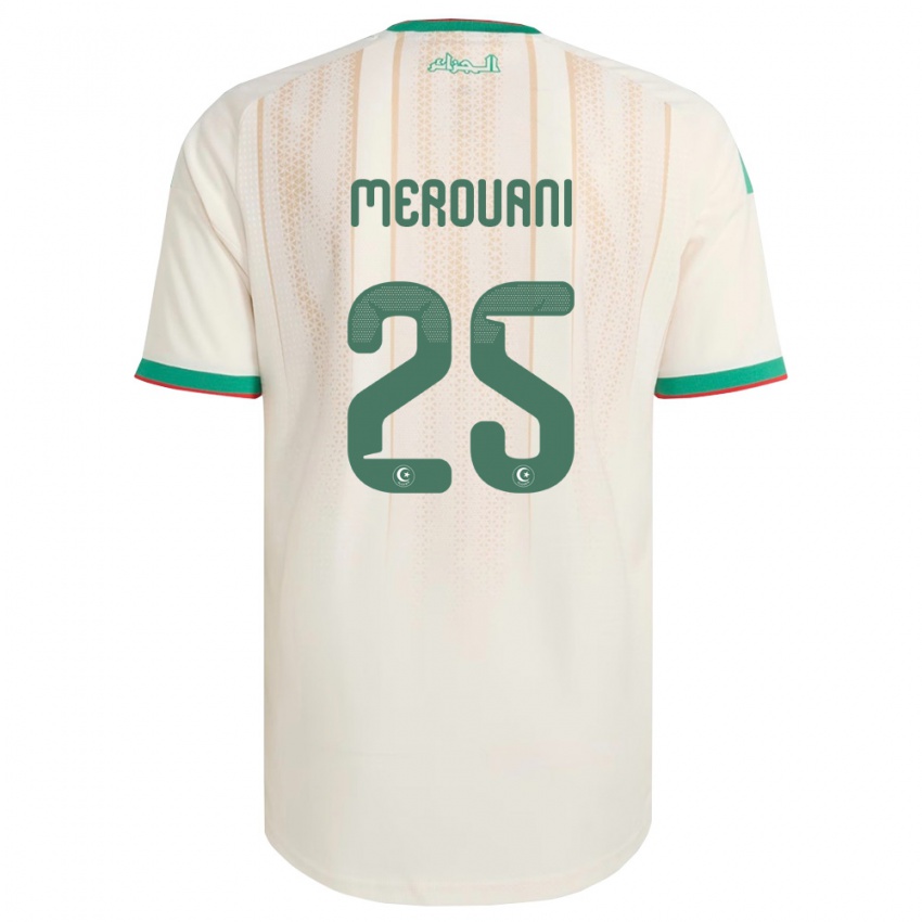 גברים אלג'יריה Djibril Merouani #25 שמנת ירוק אדום ג'רזי ביתית 26-28 חולצה קצרה
