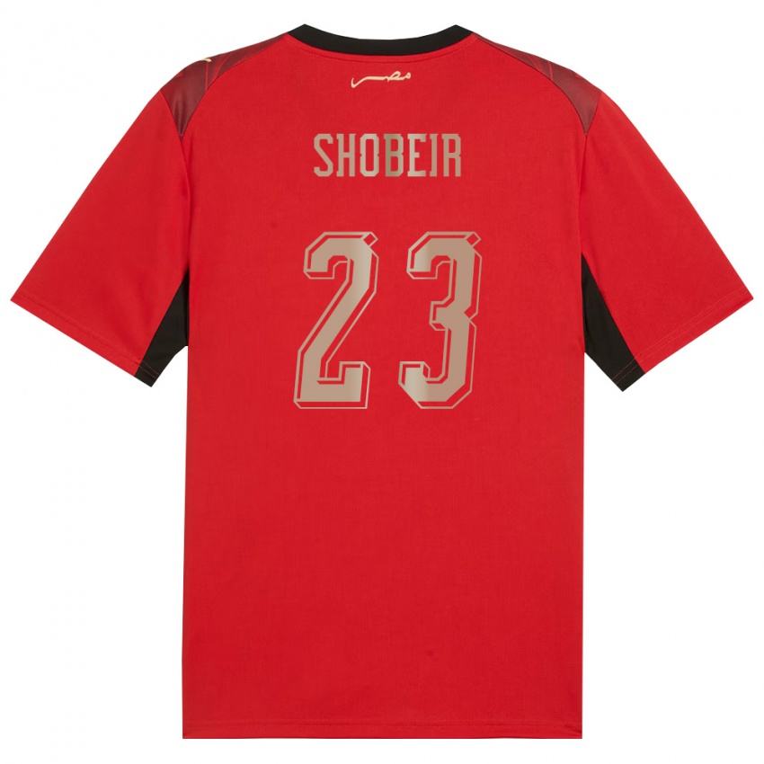 גברים מצרים Oufa Shobeir #23 אדום שחור זהב ג'רזי ביתית 26-28 חולצה קצרה