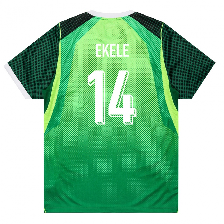 גברים ניגריה Emmanuel Ekele #14 ירוק לבן ג'רזי ביתית 26-28 חולצה קצרה