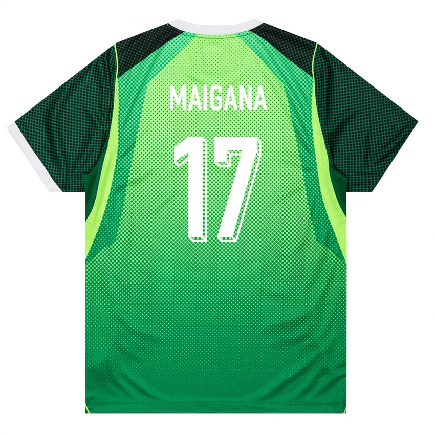 גברים ניגריה Tahir Maigana #17 ירוק לבן ג'רזי ביתית 26-28 חולצה קצרה
