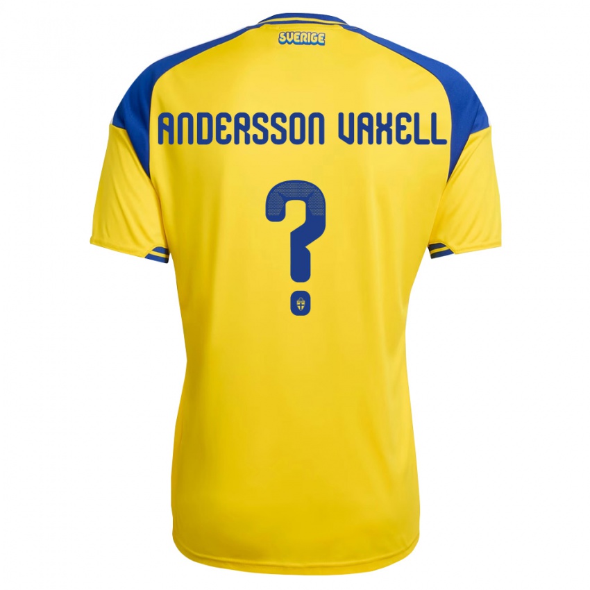 גברים שוודיה Milo Andersson Vaxell #0 צהוב כחול לבן ג'רזי ביתית 26-28 חולצה קצרה