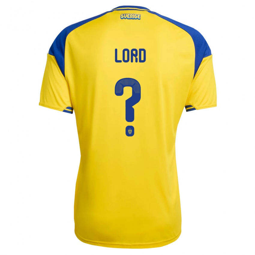 גברים שוודיה Leon Lord #0 צהוב כחול לבן ג'רזי ביתית 26-28 חולצה קצרה